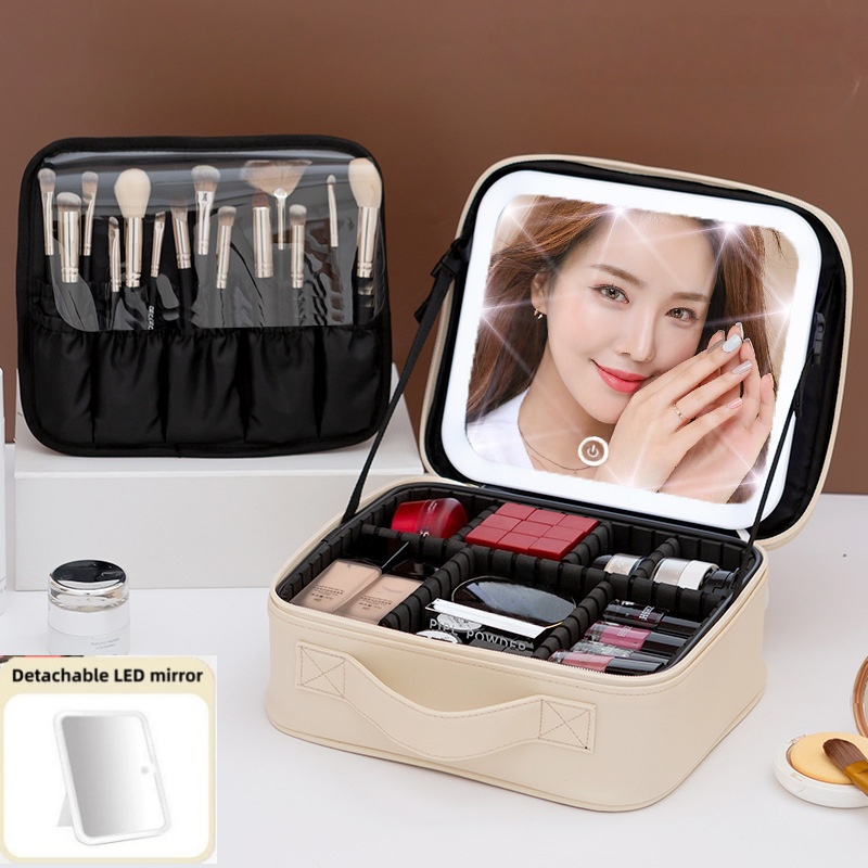 Beauty Makeup Case - Büyük Kapasiteli Kadın Makyaj Çantası LED