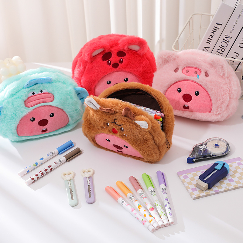 Beauty Makeup Case - Karikatür peluş kalem çantası öğrenci Kawaii