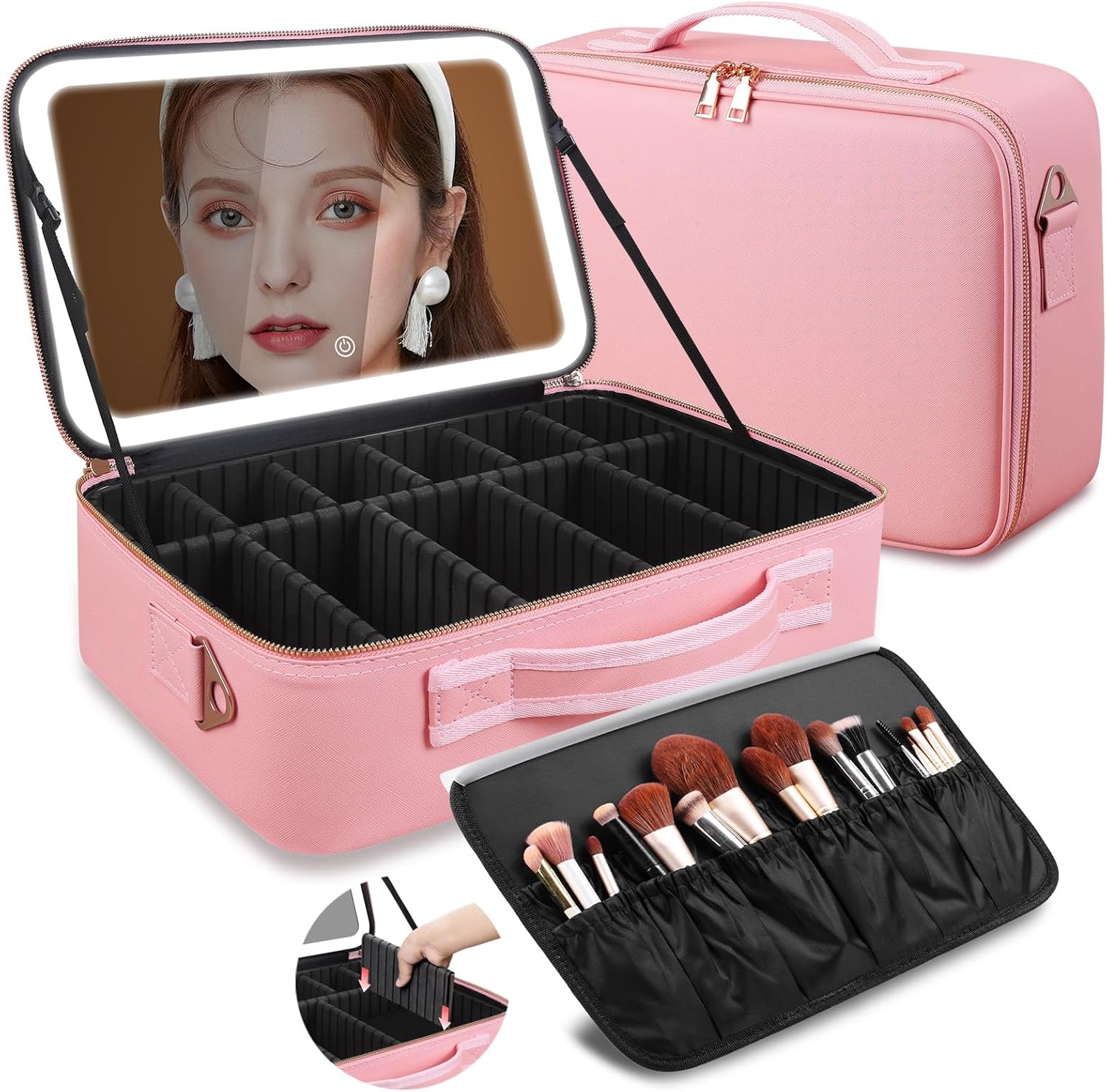 Beauty Makeup Case - Büyük Kapasiteli Makyaj Çantası 15''X11'' LED